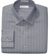 A slim, wide stripe gives this dress shirt from Kenneth Cole New York instantly sophisticated style.