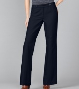 These Tommy Hilfiger pants make any look a little more crisp thanks to a creased leg and a sailor-inspired button tab waistband. Pair them with a printed blouse for preppy panache.