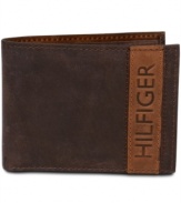 Store your cash in style with this leather logo wallet by Tommy Hilfiger.