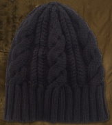 A classic Cable-Knit Hat brings a rugged feel to your downtown style.    Rib-knit cuff.