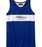 Throwback style. A vintage look on this tank from Tommy Hilfiger makes it perfect for backyard basketball.