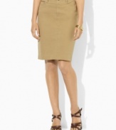 Lauren Ralph Lauren's casual skirt is rendered in soft, sueded stretch twill for a flattering fit and shape.