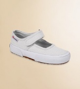 Easy on/off sneakers she'll wear with skirts and dresses in cotton canvas with a grip tape strap.Logo tab on side Cotton canvas upper Vulcanized rubber sole Imported