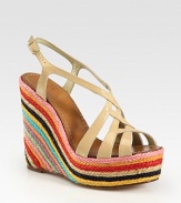 Multicolored espadrille wedge complemented by patent leather criss-cross straps and a slingback. Hemp wedge, 5 (125mm)Hemp platform, 1½ (40mm)Compares to a 3½ heel (90mm)Patent leather upperLeather lining and soleImportedOUR FIT MODEL RECOMMENDS ordering true size. 