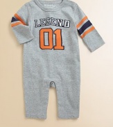 A charming romper with a football motif in cozy cotton for your little all star.CrewneckLong sleevesShoulder snapsBottom snapsCottonMachine washImported Please note: Number of snaps may vary depending on size ordered. 