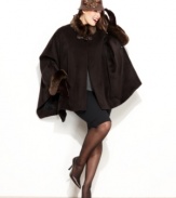 A little bit vintage-inspired, but with a contemporary feel: Jones New York's plus size cape gets this look right with luxurious faux-fur trim and a touch of angora for extra softness!