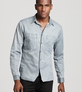 This stylishly worn-in linen shirt from Theory is a downtown-cool alternative to the classic sport shirt.