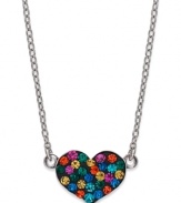 A loving glance. Unwritten's sterling silver necklace features a heart-shaped pendant adorned with multicolored crystals for a stylish touch. Approximate length: 18 inches. Approximate drop: 1/3 inch.