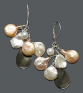 Fabulous accessories, delivered to you straight from the sea. Cultured freshwater pearl (5-5-1/2 mm) and mother-of-pearl add enchantment to any deserving look. Earrings crafted in sterling silver. Approximate drop: 2 inches.