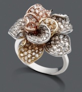 Add three times as much shimmer and shine. This elegant Trio by Effy Collection ring features a 14k gold, white gold, and rose gold flower decorated with dozens of sparkling round-cut diamonds (1-5/8 ct. t.w.).