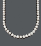 Let pearls unfurl at your neckline for a sophisticated overall look. Belle de Mer's AAA+ cultured freshwater pearls (8-1/2-9-1/2) turn the average girl into an instant Audrey Hepburn. Crafted in 14k gold. Approximate length: 18 inches.