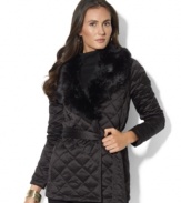 Lauren Ralph Lauren's timeless quilted jacket features an elegant faux fur–trimmed collar