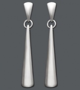 Frame your face with chic, structural style. Earrings feature a sleek teardrop design in sterling silver. Approximate drop width: 1/4 inch. Approximate drop length: 1-1/2 inches.