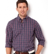 Tasteful and appealing is this plaid shirt by Nautica. Its also wrinkle resistant to keep them looking smooth all day.