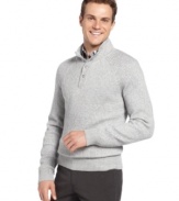 Macy's holiday exclusive! Add some texture to your seasonal style with this fisherman rib sweater from Calvin Klein.