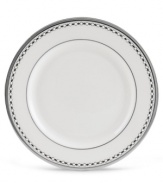 Combining elements both modern and vintage, the understated Pearl Platinum collection is designed to mimic a strand of lustrous pearls. With imitation pearl accents and platinum rims on fine bone china. Qualifies for Rebate