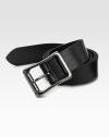 A slim belt rendered in Italy from burnished saddle leather, then channel quilted for modern style and attitude. Embossed gunmetal buckle About 1½ wide Made in Italy 