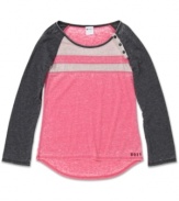 A faded look makes this colorblock tee from Roxy the perfect complement to her sun-kissed looks.