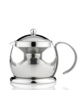 A modern take to tea time!  Perfect for hot or cold tea, the heat-resistant glass beaker and stainless steel frame of this tea pot give your countertop a statement piece with clean lines, a strong silhouette and a reputation for having the best tea in town. The included tea infuser is perfect for your favorite bag or loose leaves, both brewed to perfection. 1-year warranty.