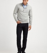 EXCLUSIVELY AT SAKS. Warm, wool/cashmere is smartly styled with a half-zip and button placket.Stand collarLong sleevesRibbed cuffs and hem70% wool/30% cashmereDry cleanImported