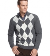 Style takes a scholarly turn with this handsome argyle sweater from Tasso Elba.