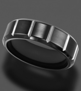 Set the bar high with this stylish ring crafted in black titanium. 7 mm band. Sizes 8-15.