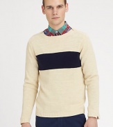 EXCLUSIVELY AT SAKS. Simply striped to perfection and woven in soft cotton makes this an easy, lightweight summer sweater option.CrewneckRibbed knit collar, cuffs and hemCottonDry cleanImported