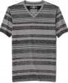 Need something to make your style sizzle the summer? This striped v-neck t-shirt from American Rag help heat up your casual cool.