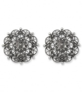 Get all tied up in knots. Genevieve & Grace's wispy stud earrings feature an intricate cut-out design and sparkling marcasite. Set in sterling silver with an omega omega clip-on backing for non-pierced ears. Approximate diameter: 1-3/16 inches.