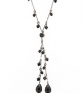 An intricate, yet delicate, drop design defines 2028's jet crystal necklace. Crafted in hematite tone mixed metal, it's versatile style makes it appropriate for daytime or evening. Approximate length: 16 inches + 3-inch extender.