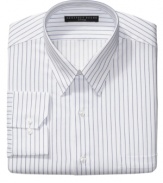 With a sleek, fitted style, this striped shirt from Geoffrey Beene is a modern addition to your work rotation.