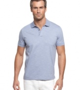 Refine your summer style with this crisply striped polo shirt from Perry Ellis.