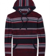 Great looking hooded sweater with prideful horizontal stripes by Retrofit.