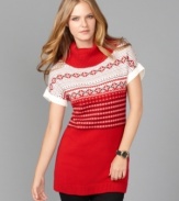 Go for ski-inspired style with this tunic sweater from Tommy Hilfiger, featuring must-have Fair Isle knit. (Clearance)