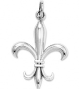 Fashion for the Francophile. This pretty Fleur de Lis charm features a solid, polished design in 14k white gold. Chain not included. Approximate length: 1-1/5 inches. Approximate width: 3/5 inch.