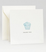 Express your thanks with the combination of sweetness and sophistication imparted by these elegant foldover notes with a luscious looking cupcake design, letterpressed by hand on creamy cotton stock that lends extra meaning to your words.Original Charles Fradin illustrationLetterpressed by hand100% cotton stock4.75 square (folded)Set of 8, with envelopesMade in USA