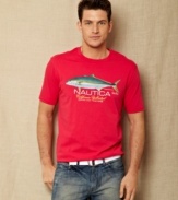 Don't fish around your closet for the same old style- grab this graphic t-shirt from Nautica for a fresh look.