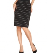 An allover dotted fabric adds a pop of print to this Alfani pencil skirt -- a stylish spin to a workwear staple!