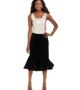 Be dazzling this holiday season in JM Collection's flattering flared skirt, made of soft velour.