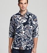 Michael Kors Paisley Printed Woven Sport Shirt - Slim Fit