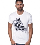 Leave the white tees at home. This graphic t-shirt from Marc Ecko Cut & Sew gives 'em something to look at.