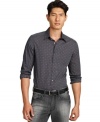 A dot pattern and a sleek fit give this Kenneth Cole New York button down a modern style.