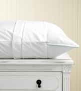 Ward off dust mites, germs and other pesky intruders with Martha Stewart Collection's tough-as-nails pillow protector. Rest easy with ultra-breathable 330 thread count cotton cover that blocks microscopic particles for a peaceful night's sleep.