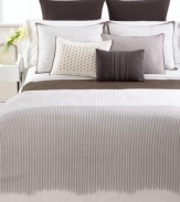 A fading vertical stripe pattern creates captivating charm in this duvet cover from Vera Wang's Ribbon Stripe bedding collection. Finished with a 1 horizontal grosgrain ribbon.