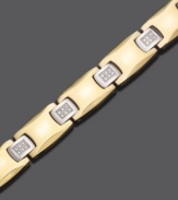 Blaze a new trail. This men's bracelet features round-cut diamonds (1/4 ct. t.w.) in ion-plated goldtone stainless steel. Approximate length: 8-1/2 inches.