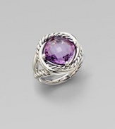 From the Infinity Collection. A softly hued, faceted amethyst in a setting formed of intertwining smooth bands and cables of sterling silver.AmethystSterling silverDiameter, about ½Imported