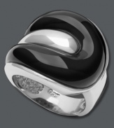 Stand out in contrasting colors. This polished statement ring highlights swirling onyx (5 mm x 25 mm) set in sterling silver. Size 7.