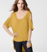 The Leslie top from BCBGMAXAZRIA has an easy fit that pairs well with jeggings and peep-toe booties for date night.