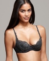 A floral lace balconette bra with underwire cups for the perfect amount of support, a romantic style from Calvin Klein.