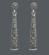 Dazzling marcasite lends these drop earrings an ornate feel. Genevieve & Grace earrings crafted in sterling silver. Approximate drop: 1-1/2 inches.